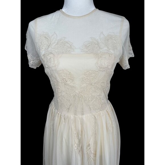 New ASOS Design‎ Formal Cocktail Midi Dress Size 4 Ivory Embroidered Floral - Picture 4 of 15